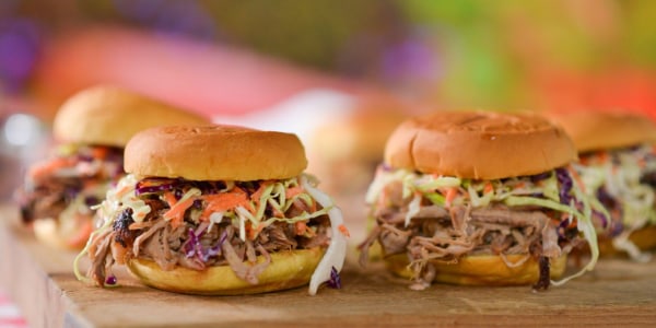 Homemade Pulled Pork Sandwich with Coleslaw and BBQ Sauce