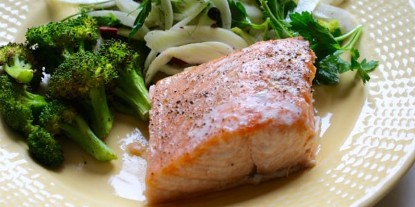 Roast Salmon with Fennel and Olive Salad
