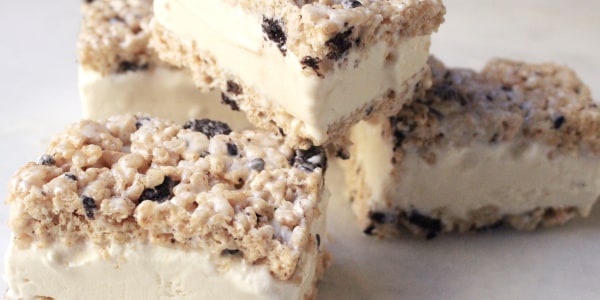 Cookies & Cream Rice Krispies Delicious ice cream sandwiches