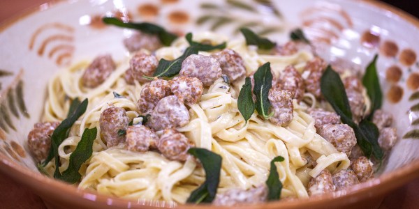 Tagliatelle and Italian Sausage with Sage Cream Sauce