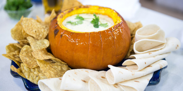Queso Fundido (Melted Cheese) in a Pumpkin
