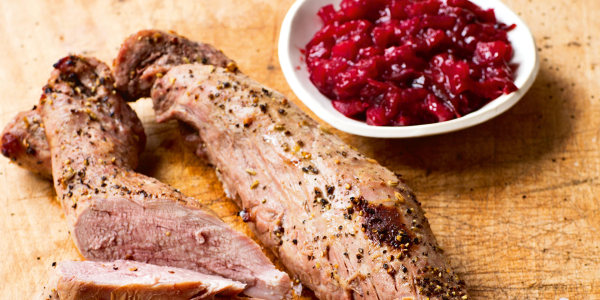 Cider-Roasted Pork Tenderloin with Roasted Plum Chutney