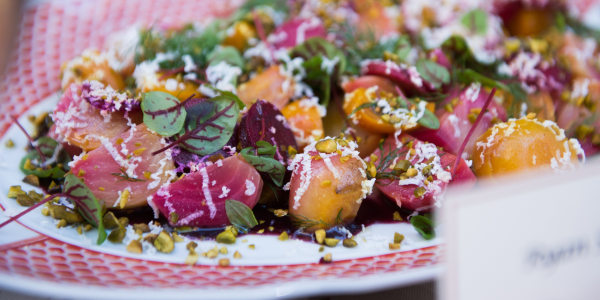 Beet Salad with Concord Grapes, Pistachios & Ricotta Salata