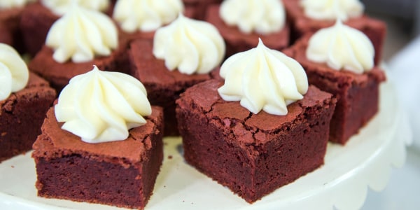 Red Velvet Brownies with Cream Cheese Frosting