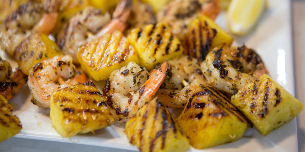 Lemon Garlic Grilled Shrimp with Pineapple