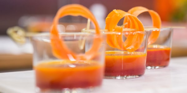 Gingered Carrot Soup Shooters - Jamie Geller