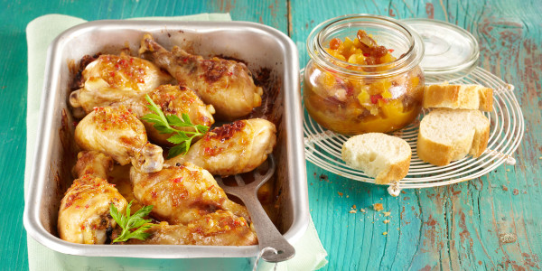 Apple Cider Roasted Chicken with Apple Chutney