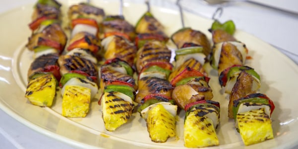Grilled Chicken, Vegetable and Pineapple Kebabs