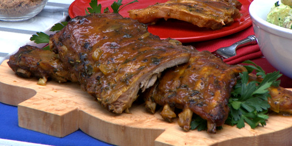 Sunny's Grilled Pork Ribs with Herbed Mustard Sauce