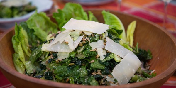 Kale Caesar Salad with Crunchy Seeds