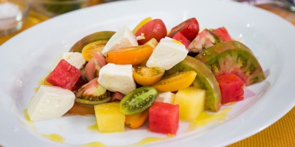 Heirloom Tomato and Watermelon Salad with Buffalo Mozzarella