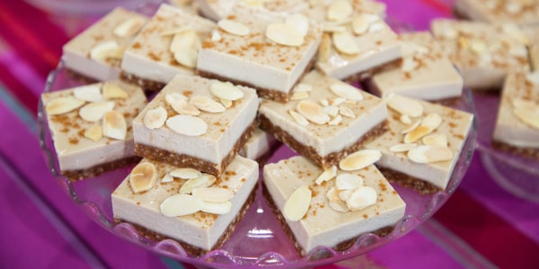 Salted vegan almond cheesecake bars
