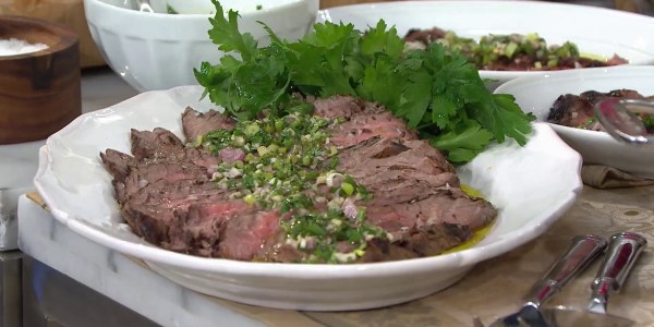 Grilled Flank Steak with Green Onion Chimichurri