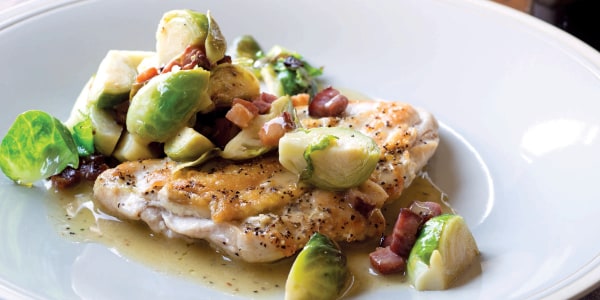 5-Minute Chicken Breasts with Bacon & Brussels Sprouts