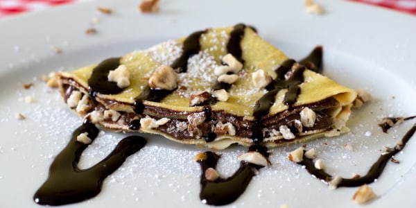 Chocolate-Hazelnut Crepes with Bourbon Whipped Cream