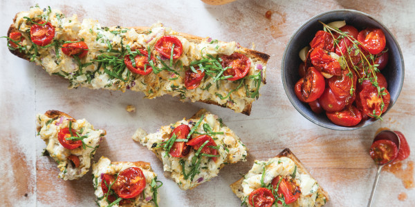 Baguette Pizza with Artichokes and Roasted Tomatoes