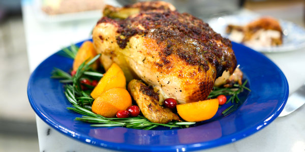 Roast Chicken with Clementine and Rosemary Butter
