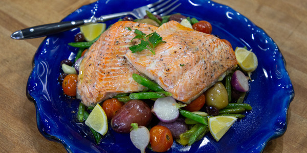 Brown-Bag Arctic Char with Potatoes, Olives and Herbs
