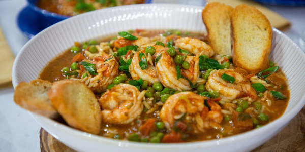 Orzo Pasta with Shrimp and Peas