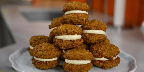 Carrot Cake Cookie Sandwiches with Cream Cheese Frosting