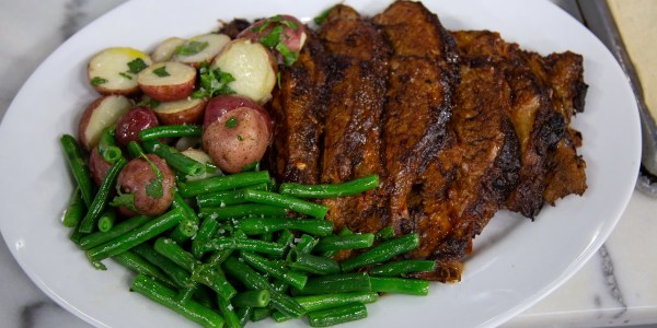 Harissa-Braised Brisket with Green Beans and Red Potatoes