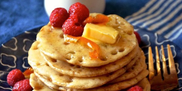 Moroccan-Style Pancakes with Orange-Honey Syrup 