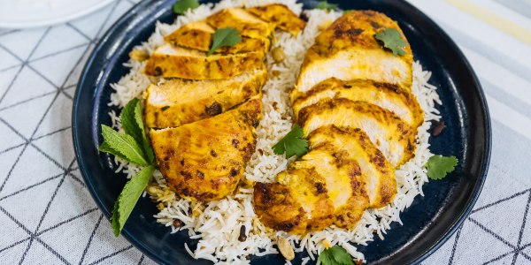 Garlic-Ginger Chicken with Cilantro and Mint