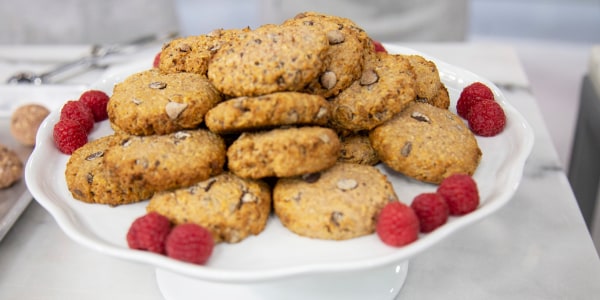 Chocolate chip, raspberry and oatmeal cookies
