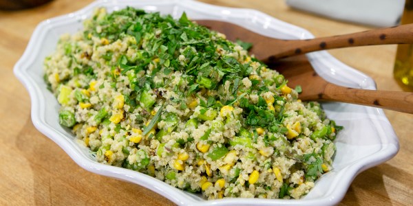 Quinoa Salad with Snap Peas, Charred Corn and Asparagus
