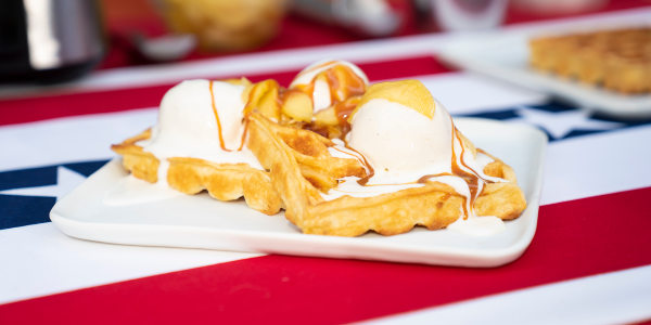 Apple Pie Waffles with Caramel Milk Jam