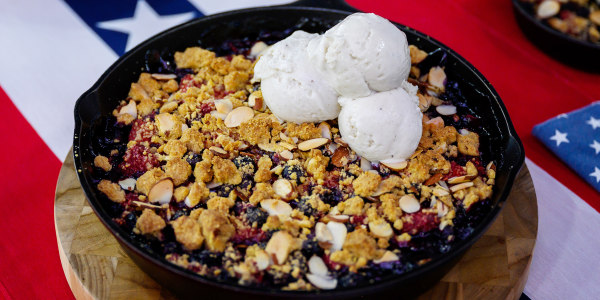 Skillet Berry Crisp with Almond-Cornmeal Topping