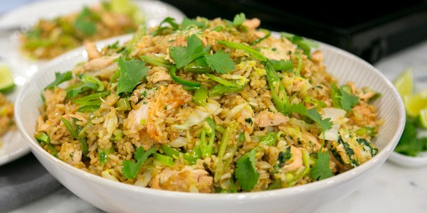 Salmon Fried Rice with Lots of Vegetables