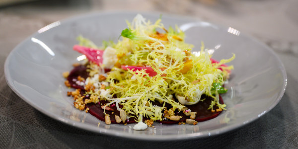 Roasted Beets with Quinoa, Frisée and Queso Fresco