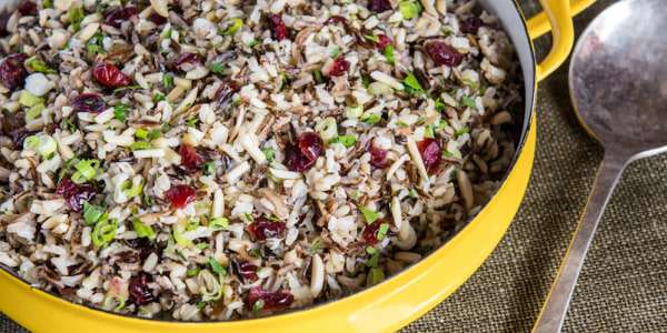 Wild Rice Stuffing with Almonds and Dried Cranberries