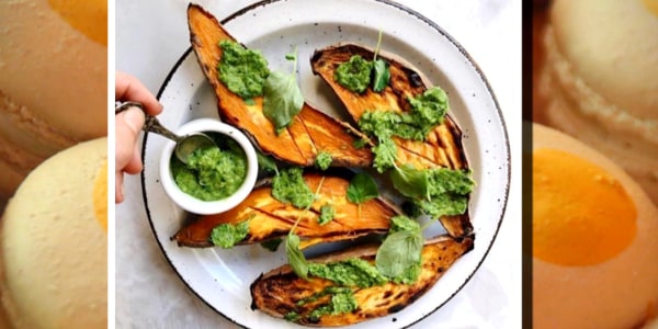 Fried Eggs Over Roasted Sweet Potato