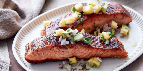 Blackened Salmon with Pineapple-Avocado Salsa