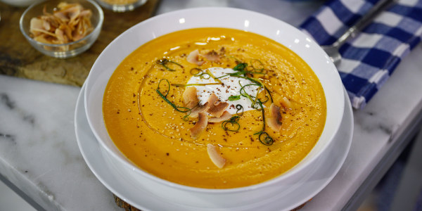 Sweet Potato and Coconut Soup with Labneh