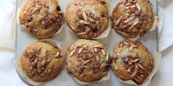 Raspberry-Banana Bread Muffins