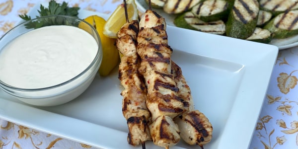 Italian Marinated Chicken Kebabs with Lemon-Garlic Yogurt