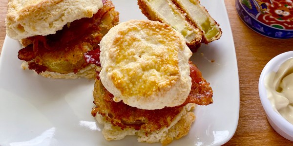 Vallery Lomas' Fried Green Tomato Biscuit Sandwich