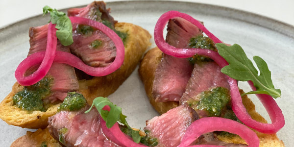 Curtis Stone's Steak Crostini with Arugula Pesto