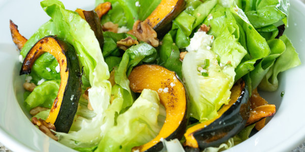 Bibb Lettuce and Roasted Acorn Squash Salad with Feta and Walnuts