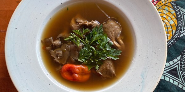 Chicken Neck Soup with Oyster Mushrooms