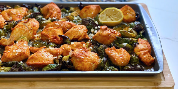 Sheet-Pan Roasted Chicken and Brussels Sprouts