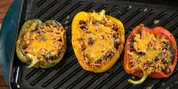Chicken Tinga Burrito-Stuffed Bell Peppers