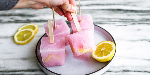 Pink lemonade ice pops