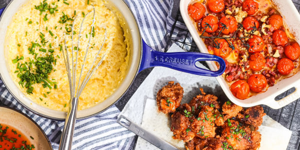 Hot Honey Fried Chicken with White Cheddar-Coconut Grits