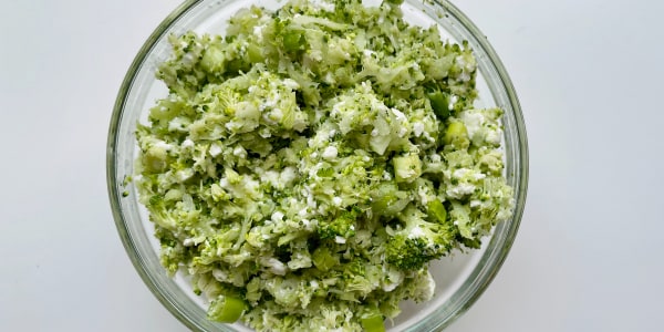 No-Cook Grated Broccoli Feta Slaw