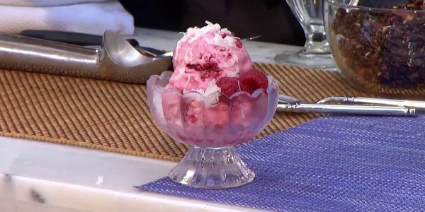 Coconut and raspberry sorbet