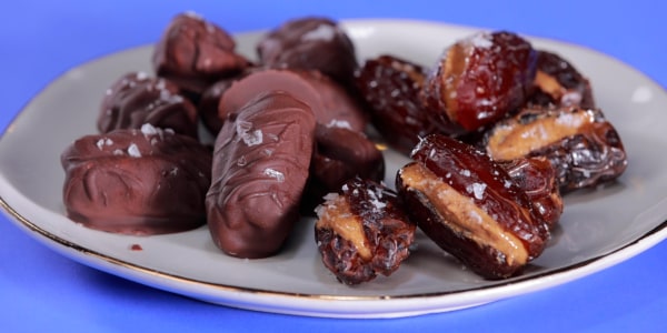 Frozen Chocolate-Almond Butter Stuffed Dates